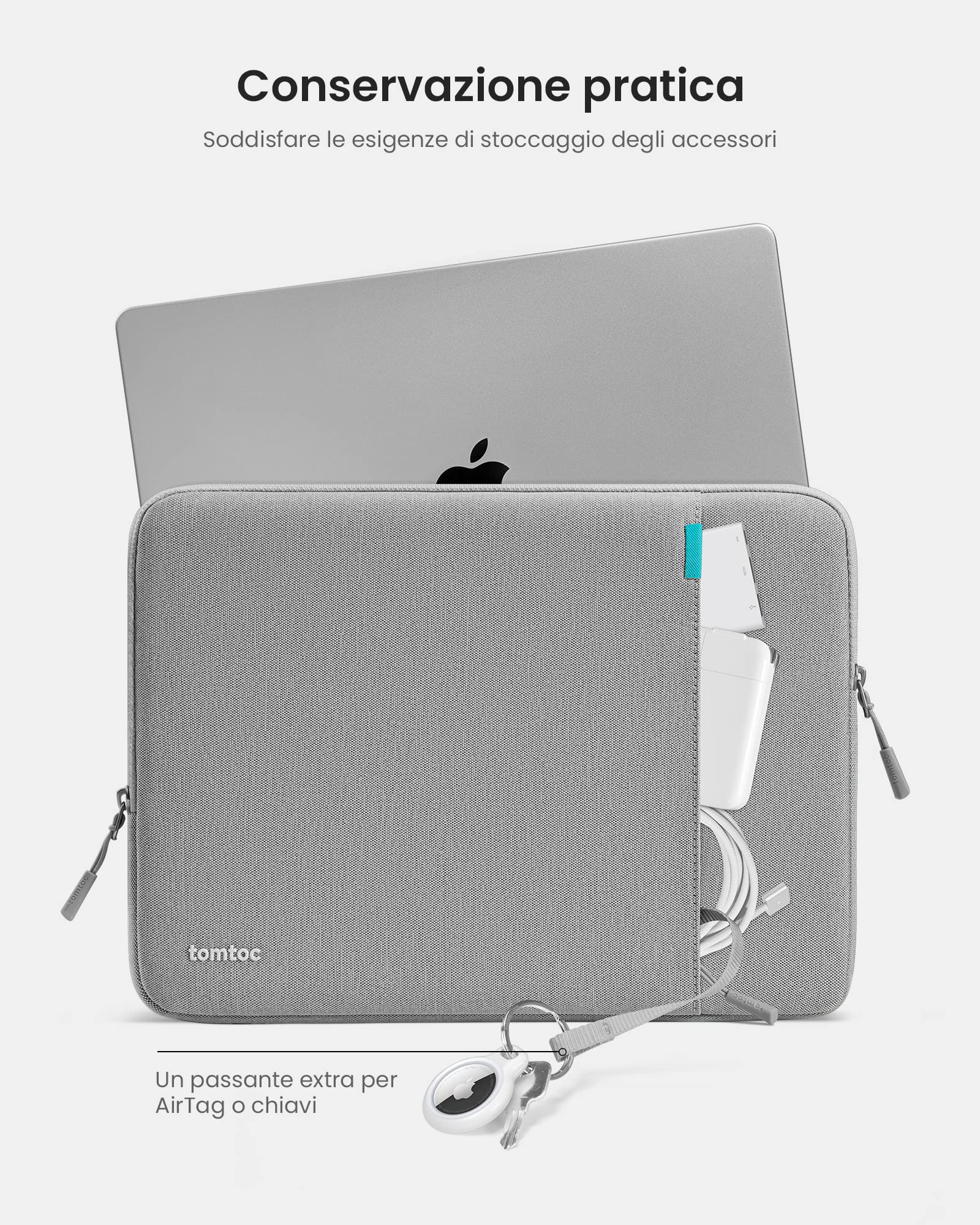 tomtoc 360° Custodia per Nuovo 16 Pollici MacBook Pro M4/M3/M2/M1 Pro/Max (2024-2019) A3403 A3186 A2991 A2780 A2485 A2141, Protezione integrale, Borsa per Laptop con Scomparto per Accessori