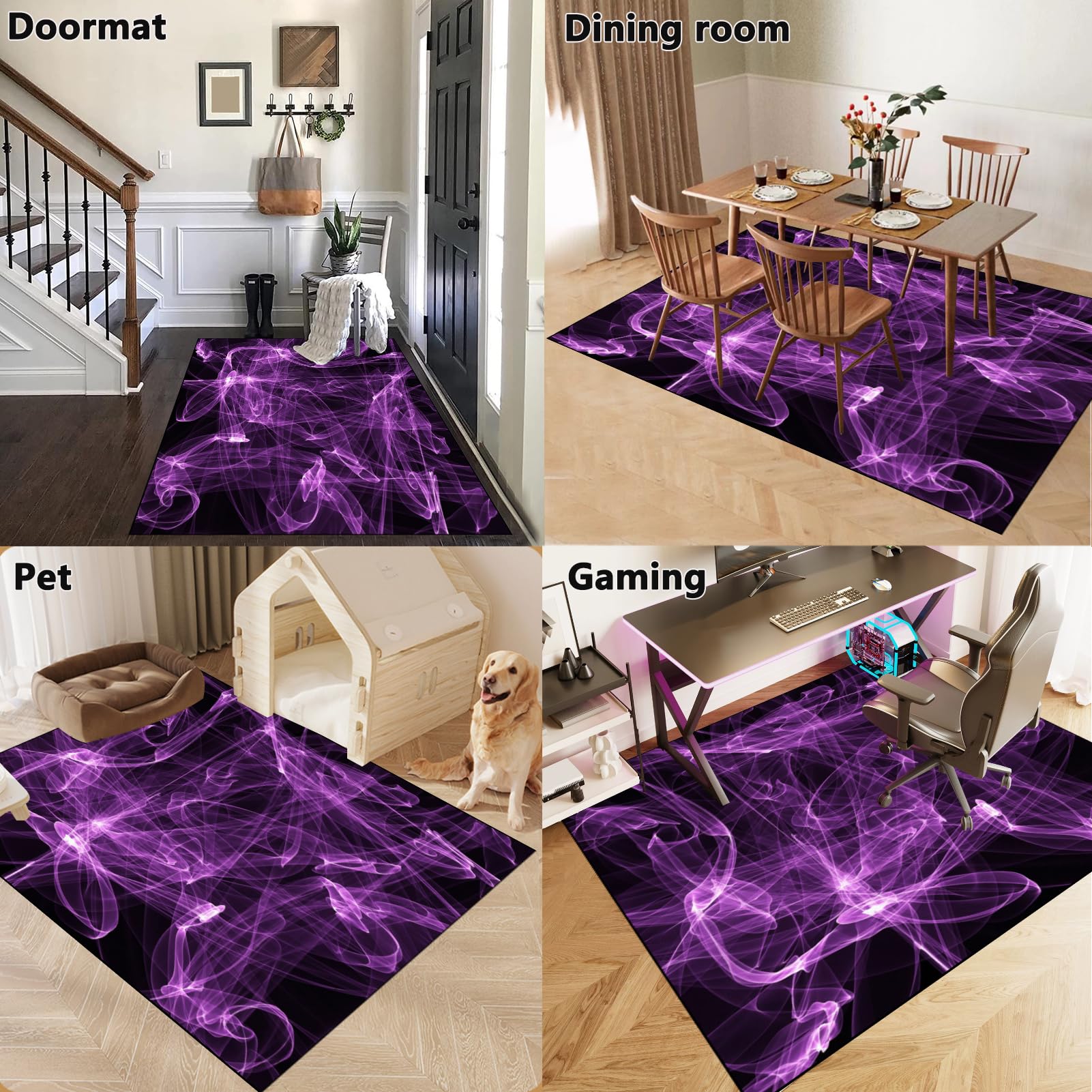 Gamingstoelmat, antislip, beschermt de vloer,bureaustoelmat 70 x 100 cm, vloermat, stof, vloermat voor kantoor, houten vloer, tegelbeschermingsmat, vloerbeschermingsmat, gamingstoelonderlegger