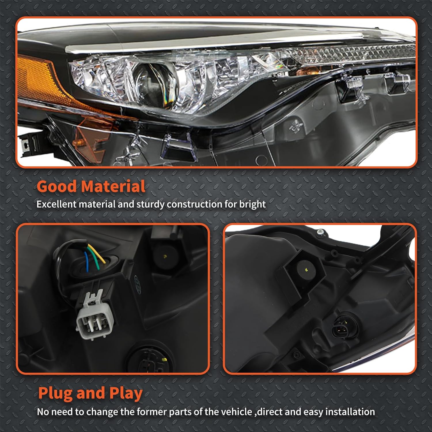 labwork Headlights Assembly Replacement for Toyota Corolla L/LE/LE ECO 2017-2019 Headlamps Front lights for Driver and Passenger Side