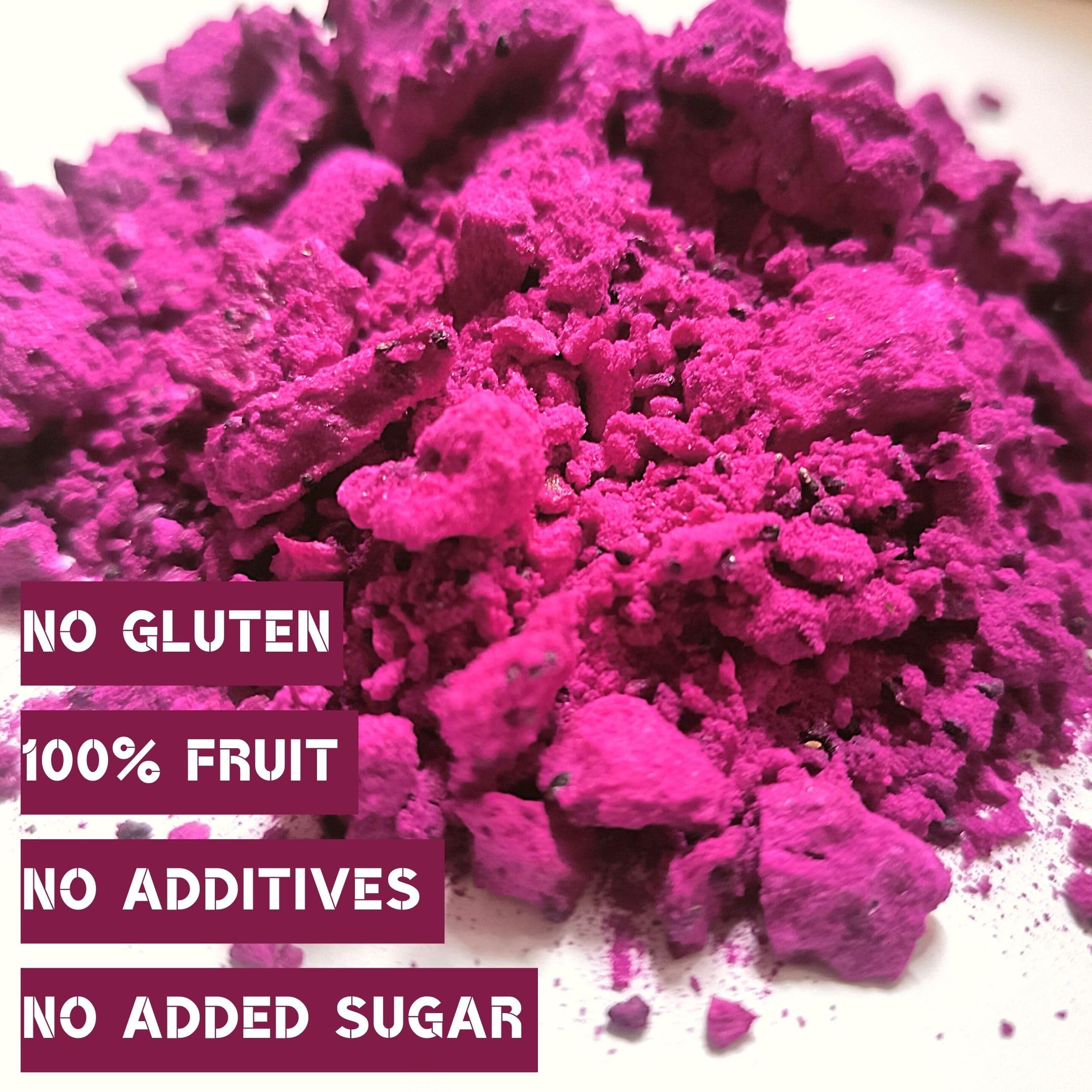 ZingyZoo Frutto del Drago Essiccato Senza Zucchero|XL 300g Polvere di frutta tritata con alcuni pezzi|Freeze Dried Dragon Fruit Crushed|Gefriergetrocknete Drachenfrucht Liofilizzato