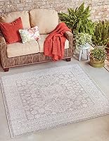 Vista 72 de Unique Loom Outdoor Aztec Collection Alfombra de área - Chalca (10 pies, redonda, azul/marfil)