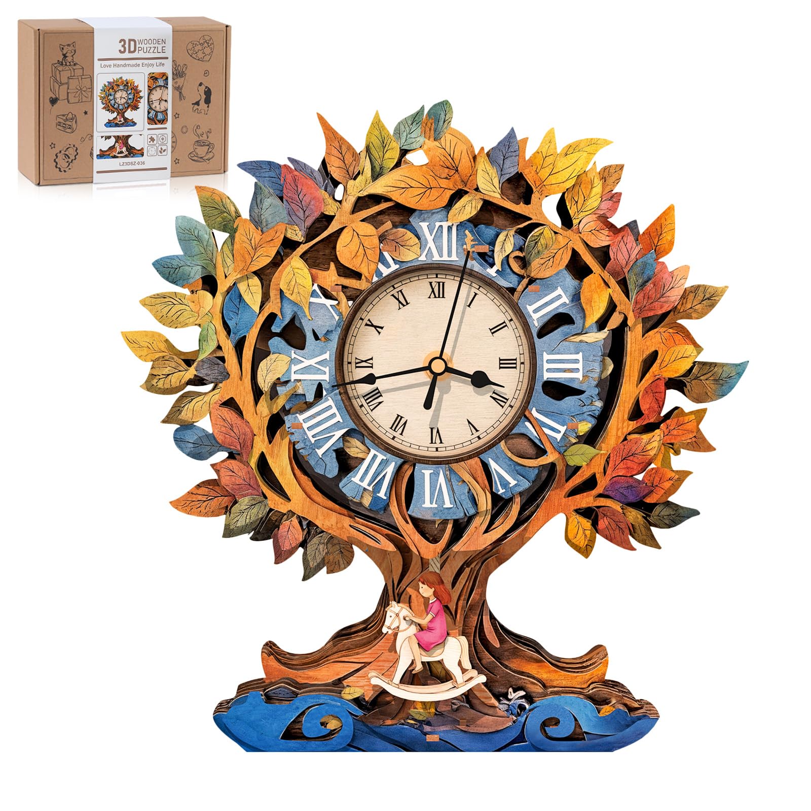 Puzzle 3D horloge arbre de vie en bois à monter soi-même pour décoration murale