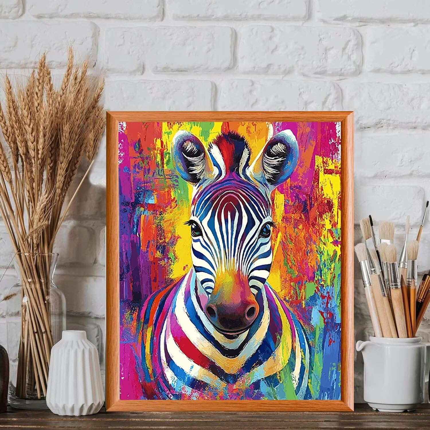 WEISHIWE Kolorowa zebra zestaw do malowania numerami dla dorosłych, 80x100cm m-33 | Pigment akrylowy - początkujący dorośli łatwe na płótnie - nieoprawione - farba do dekoracji ścian w domu