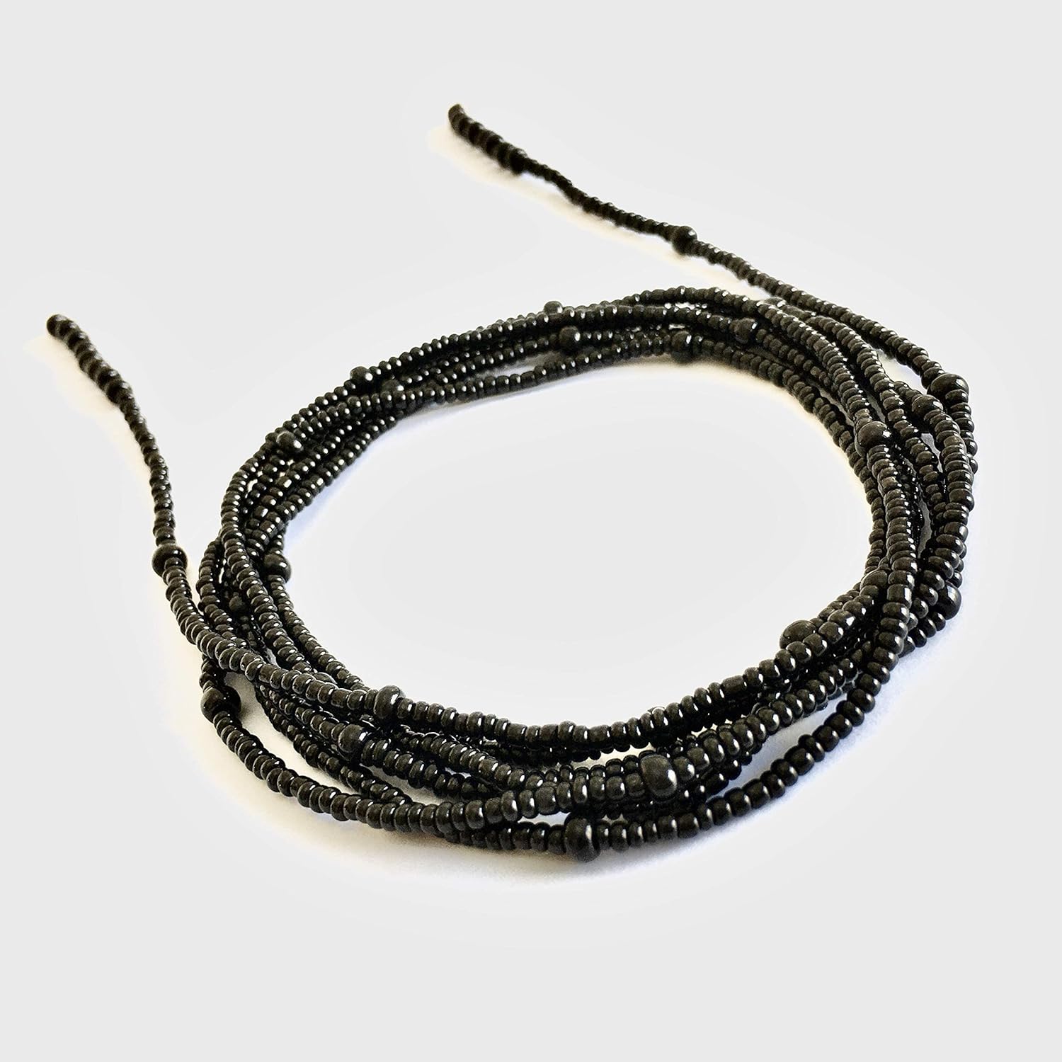 Wrapped Necklace, Black Seed Bead Jewelry, Long Layered Necklace, Tie chokier, Boho Wrapped Choker, Lariat Necklace, Christmas Gift Women - Image 7