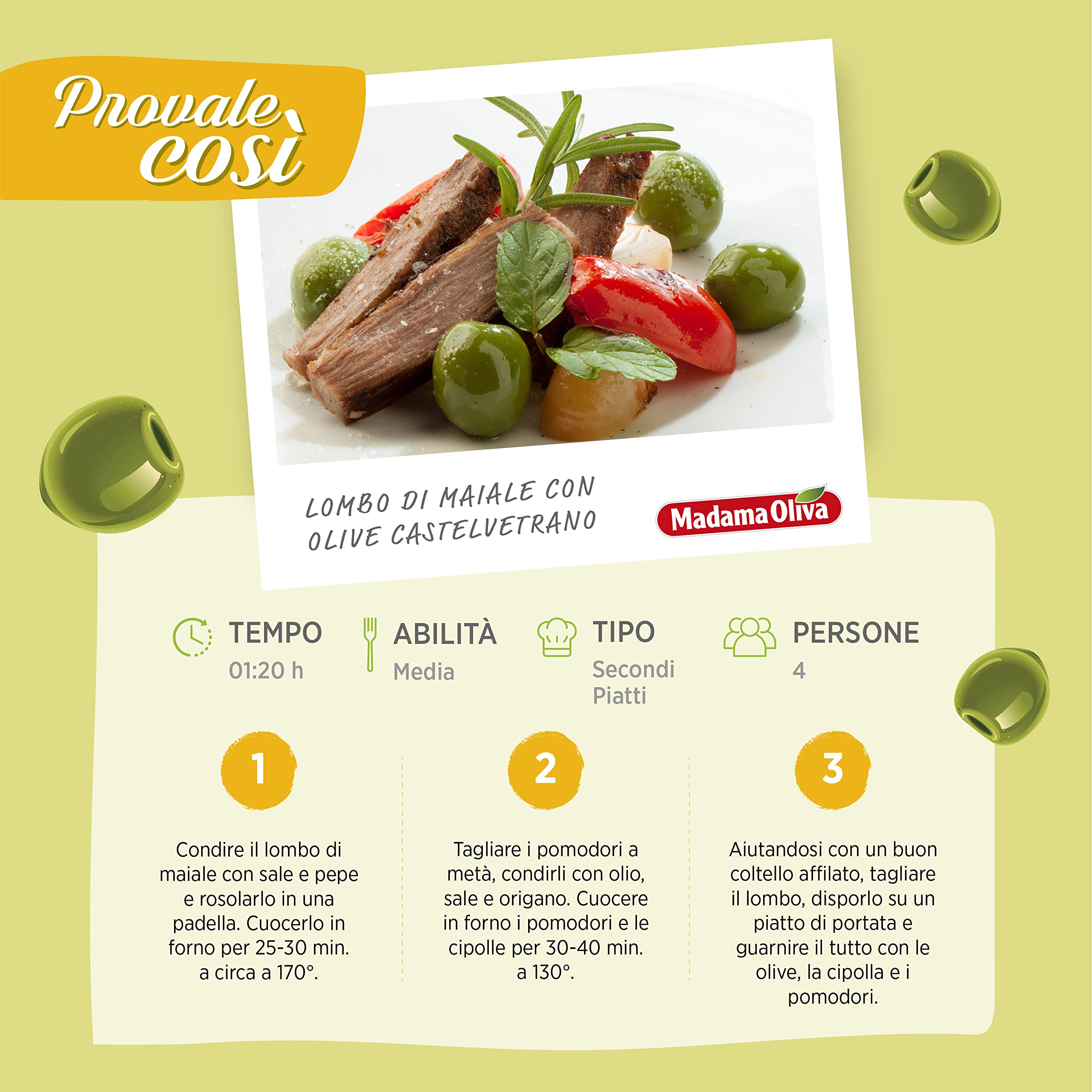 MADAMA OLIVA, Olive Castelvetrano Dolci Verdi, Sapore Unico e Fruttato, Snack Ideali per Antipasti a Base di Formaggi e Salumi, Insalate Verdi, 100% Made in Italy, 6 x 250 gr