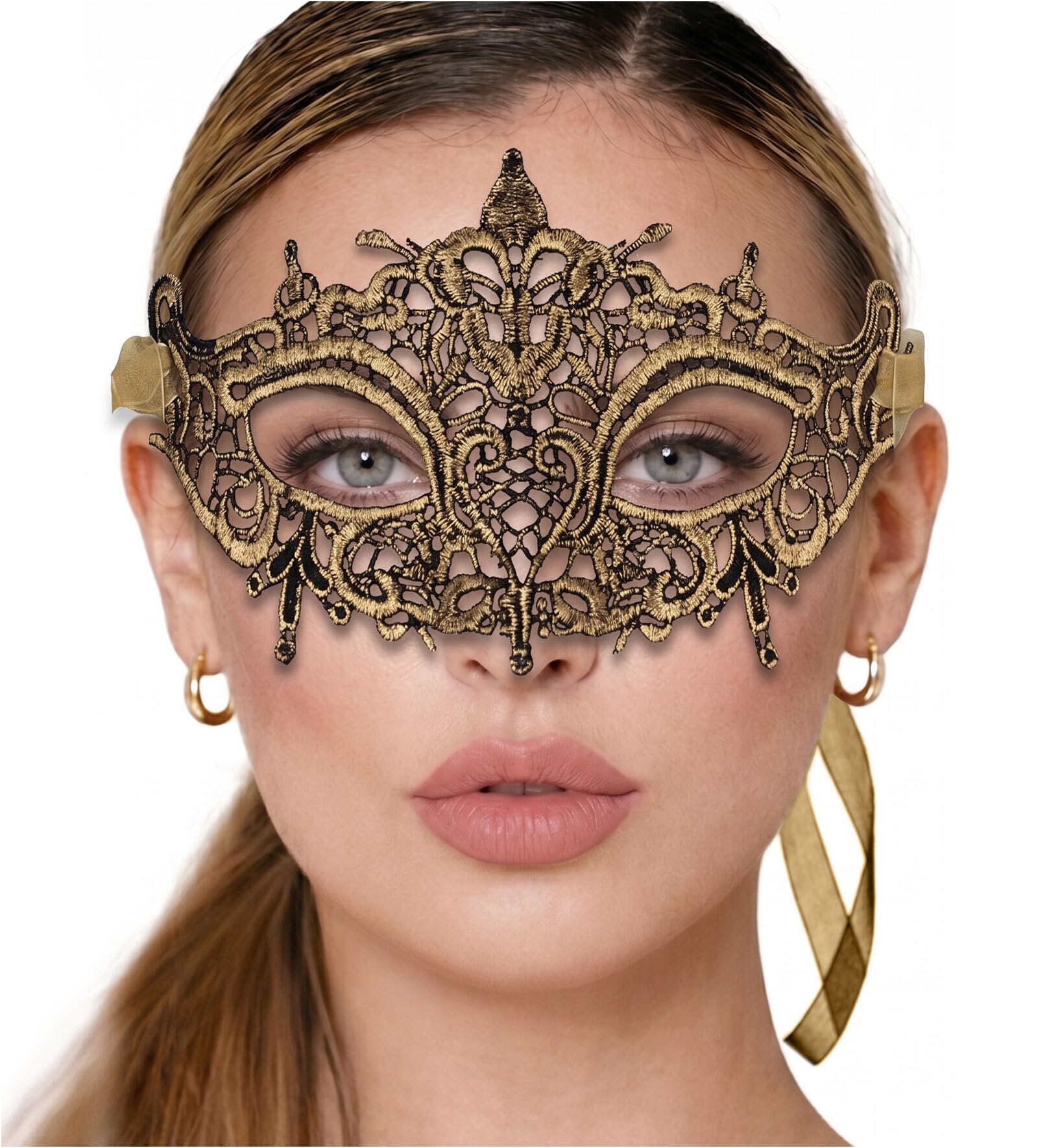 Masquerade Mask For Women Lace Masquerade Mask for Masquerade Party, Proms, Venetian Party, Mardi Gras, Halloween & Cosplay, Belle Gold, One Size — image 1