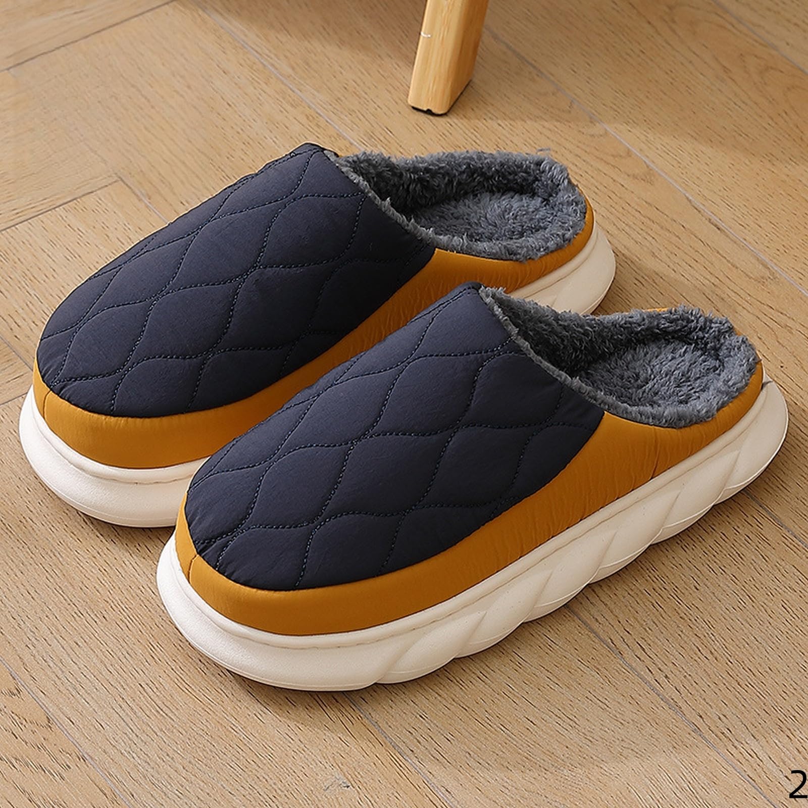 Pantofole Donna in Cotone da Esterno Antiscivolo per Interni con Suola Spessa Uomo Taglie Forti-Tacco Chiuso Grigio Scuro-40-41 Veste 39-40