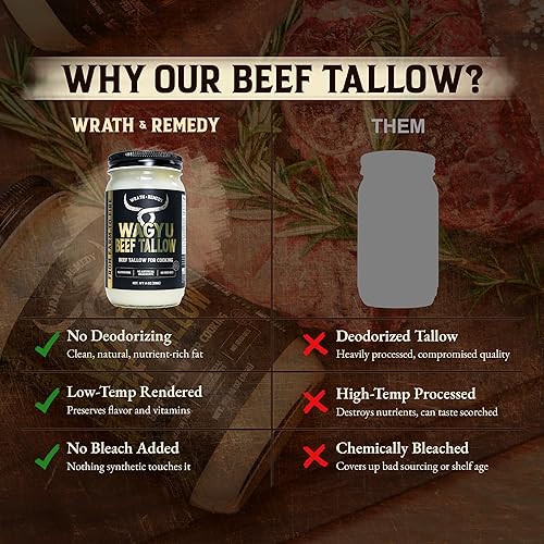 Miniatura 11 de Wrath and Remedy - Sarga de res para cocinar, hecha en Estados Unidos, 100% alimentada con pasto, sabor rico, grasa de res pura y orgánica