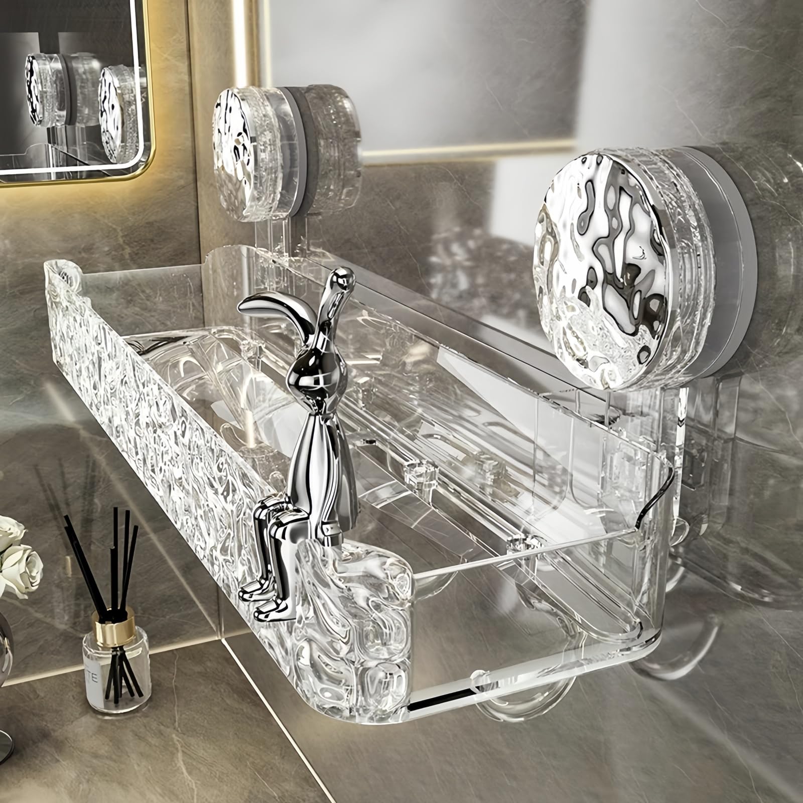 Amazon.com: Shower Caddy Storage Rack without Drilling, Clear Shower ...