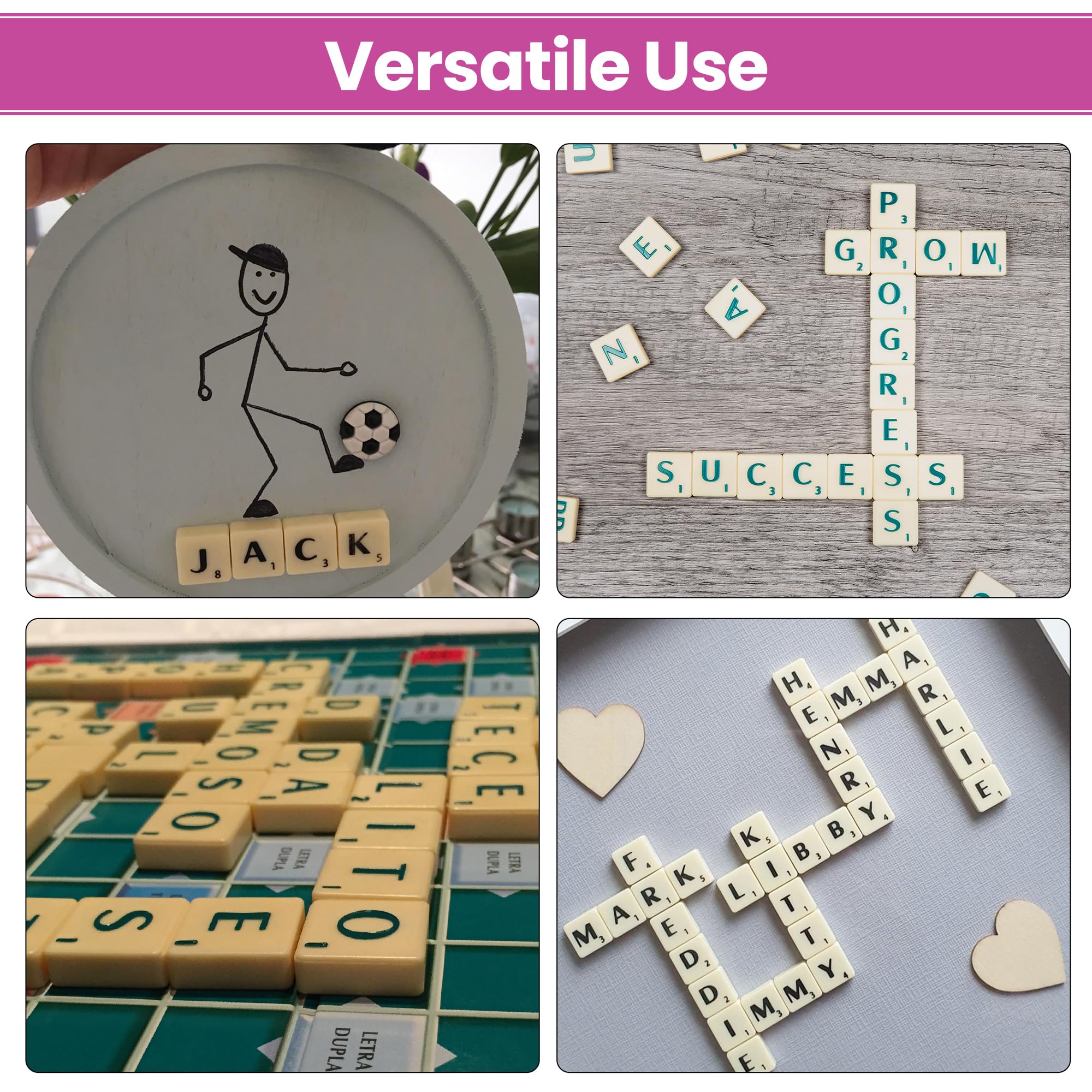 WedDecor 200pcs Plastica Alfabeto Lettera Piastrelle per Lavori Creativi, Completo a-Z E Numero Stampato Arte Cornici, Scrapbook, Fai da Te Project, Spelling, Casa Décor,
