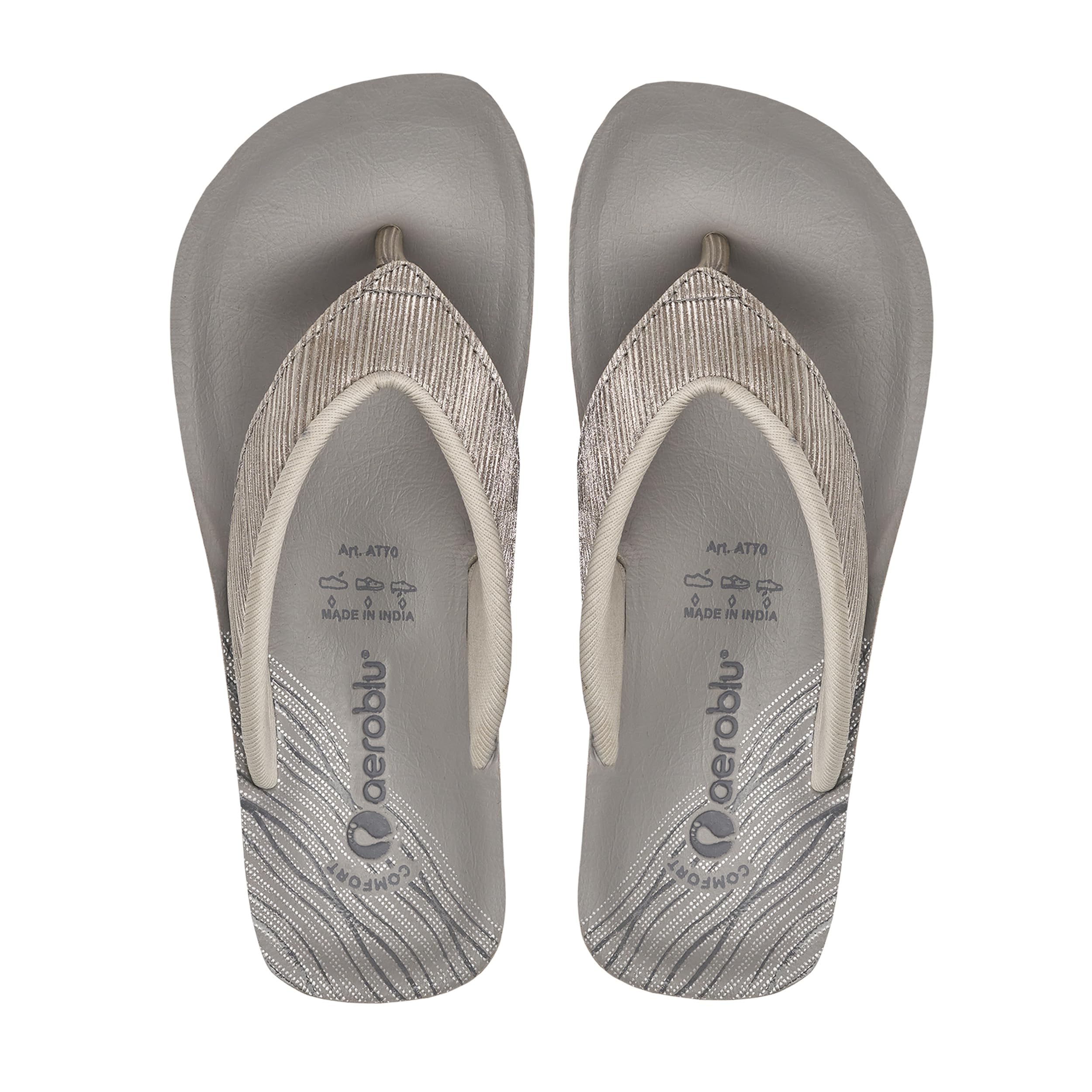 Synthetic Striped Open Toe Thong Strap Flexible Flat slipper For Women (AEAT70)-image-3