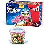 Ziploc Quart Food Storage Bags, Stay Open Design with Stand-Up Bottom, Easy to Fill, 80 Count