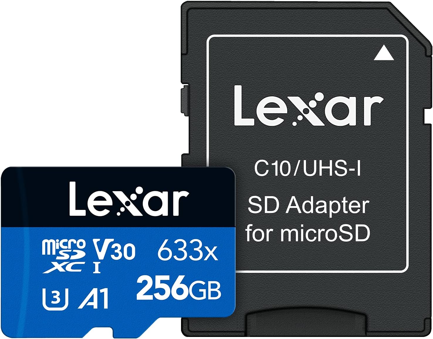 Lexar High-Performance 633x 256GB Micro SD Card, microSDXC UHS-I Card w/ SD Adapter, Up to 100MB/s Read, TF Card for Smartphones, Tablets, and Action Cameras (LSDMI256BBEU633A)