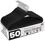 Utopia Home Velvet Hangers 50 Pack, Heavy Duty, Non-Slip, Space Saving Felt Clothes Hangers with 360° Hook & Notches (Black) 50 Black