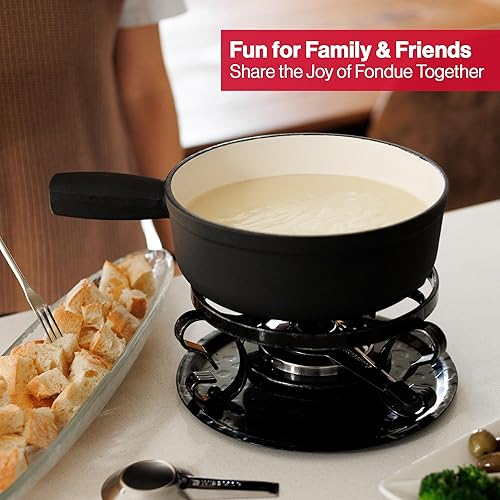 Miniatura 8 de Swissmar Lugano - Juego de fondue de queso de hierro fundido, 9 piezas, 2 cuartos de galón / 2 litros, ideal para derretir queso, chocolates