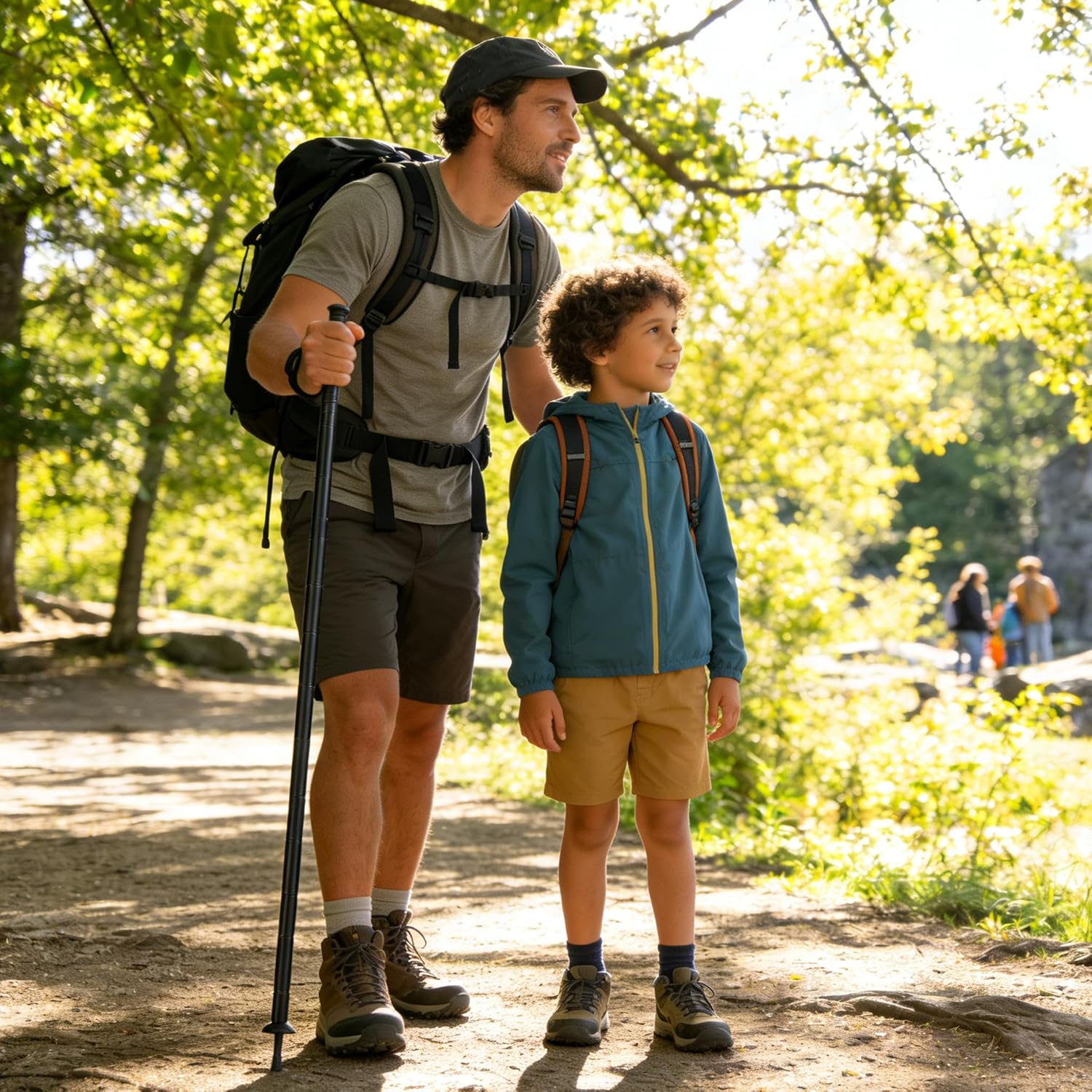 Trekking Pole Tactical Walking Stick, Multifunctional Aluminum Collapsible Survival Hiking Pole with Storage Bag for Women Men Seniors Camping Backpacking