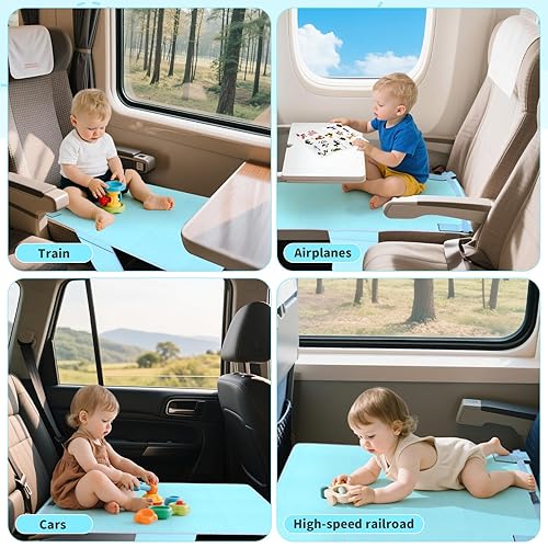 Miniatura 6 de omzer Cama de avión para bebés y niños pequeños, cama de avión Flyaway para niños pequeños, extensor de asiento de avión para niños con 2 bolsillos
