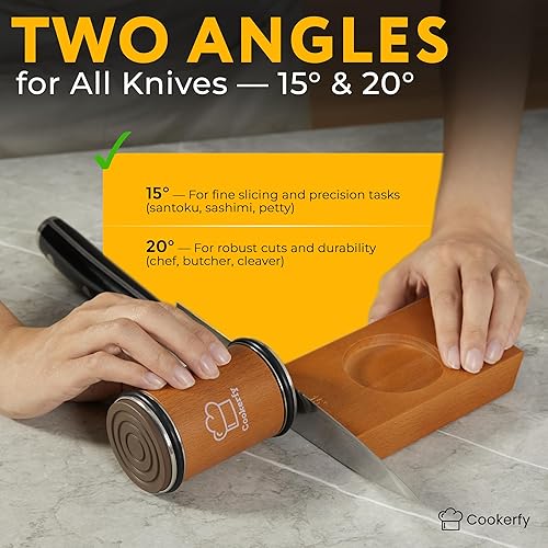 Miniatura 5 de Afilador de Cuchillos SS304 - Afilador de cuchillos de cocina con 15 y 20 ángulos, kit de afilado de acero SS304 con diamante 400 y 3000 discos de