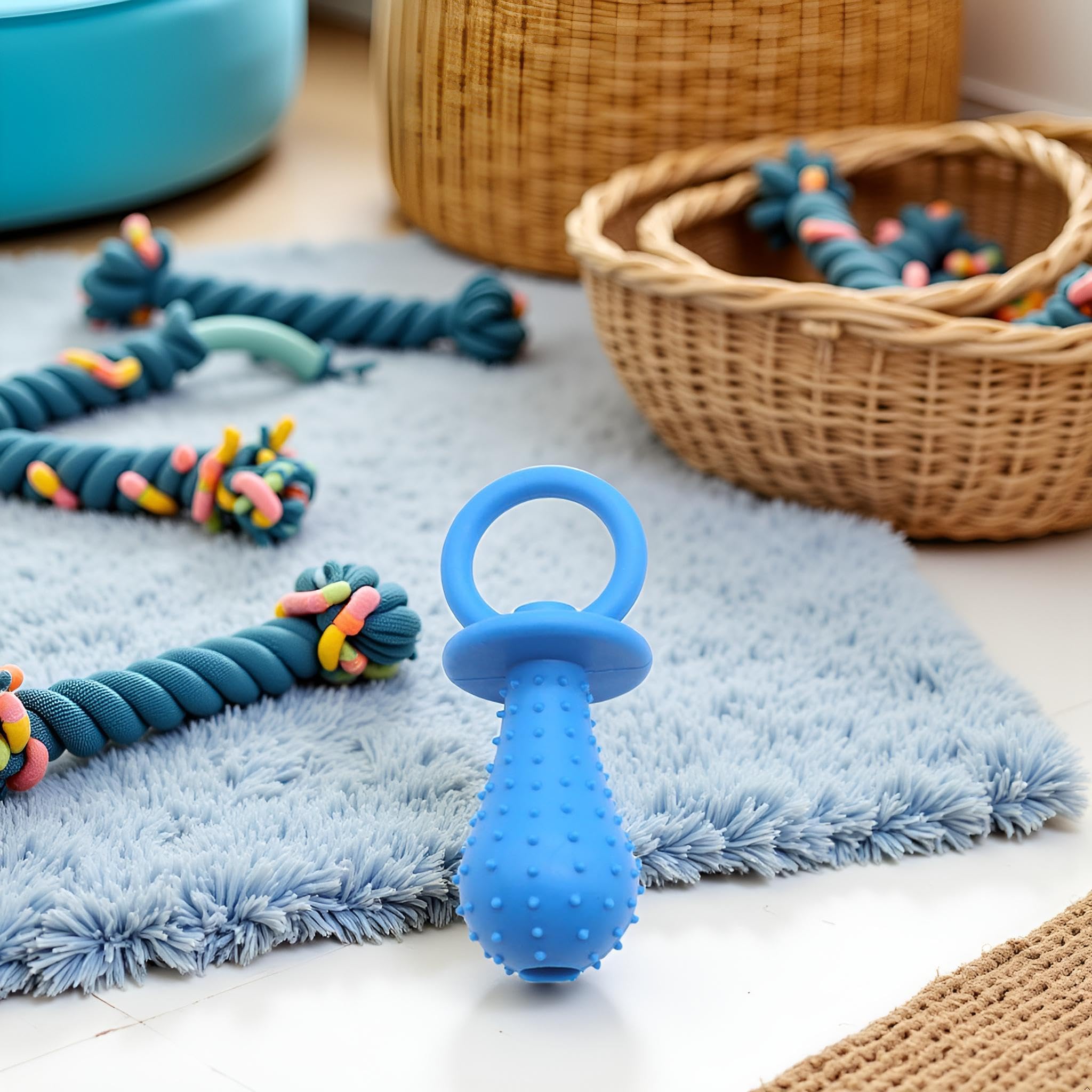 Chupete azul para perro, juguetes para masticar, mini chupete de goma resistente a las mordeduras, juguete de entrenamiento para masticar molar, juguetes de entrenamiento para mascotas, cachorros,