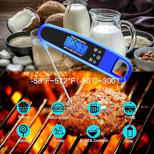 Miniatura 3 de Hoseili Termómetro de carne de lectura instantánea para parrilla y cocina El mejor termómetro impermeable ultra rápido con retroiluminación y