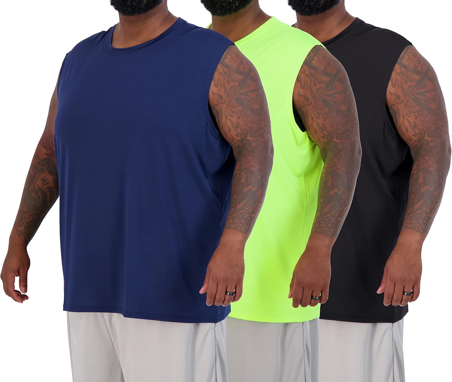Real Essentials 3 & 5 Pack: Men's Dry-Fit Active Muscle Tank Top - Standard and Big & Tall Sizes (S-5XLT)