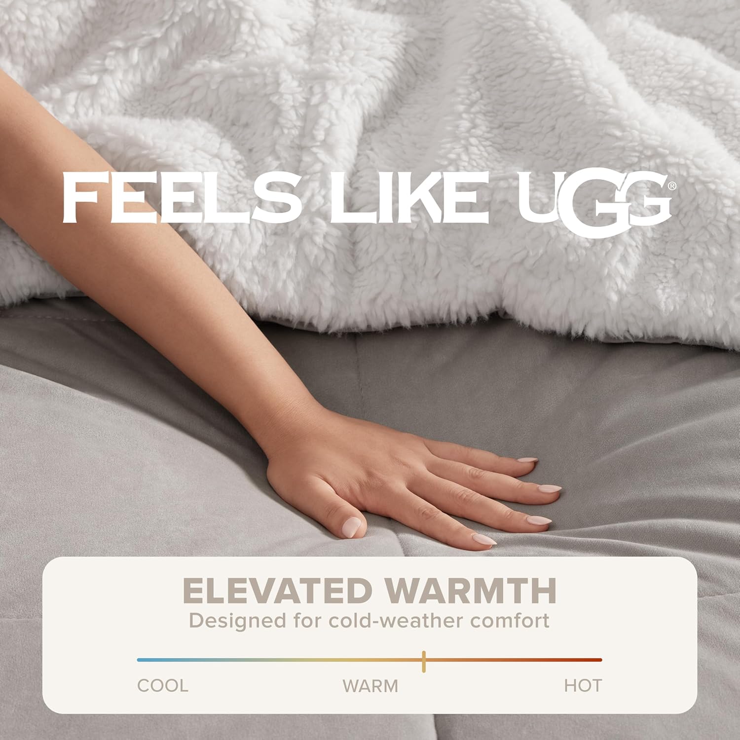 UGG Blissful Comforter Set with 2 Pillow Shams, Warm Winter Bedding, Fluffy Reversible Down Alternative Bedding, King/California King Size Comforter Set, Seal Grey