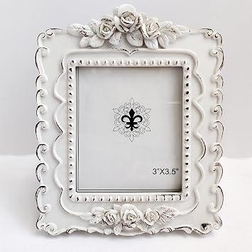 Picture Frame 3x3.5 Rectangular. White with Black Edges. Resin Frame Creativity Design.