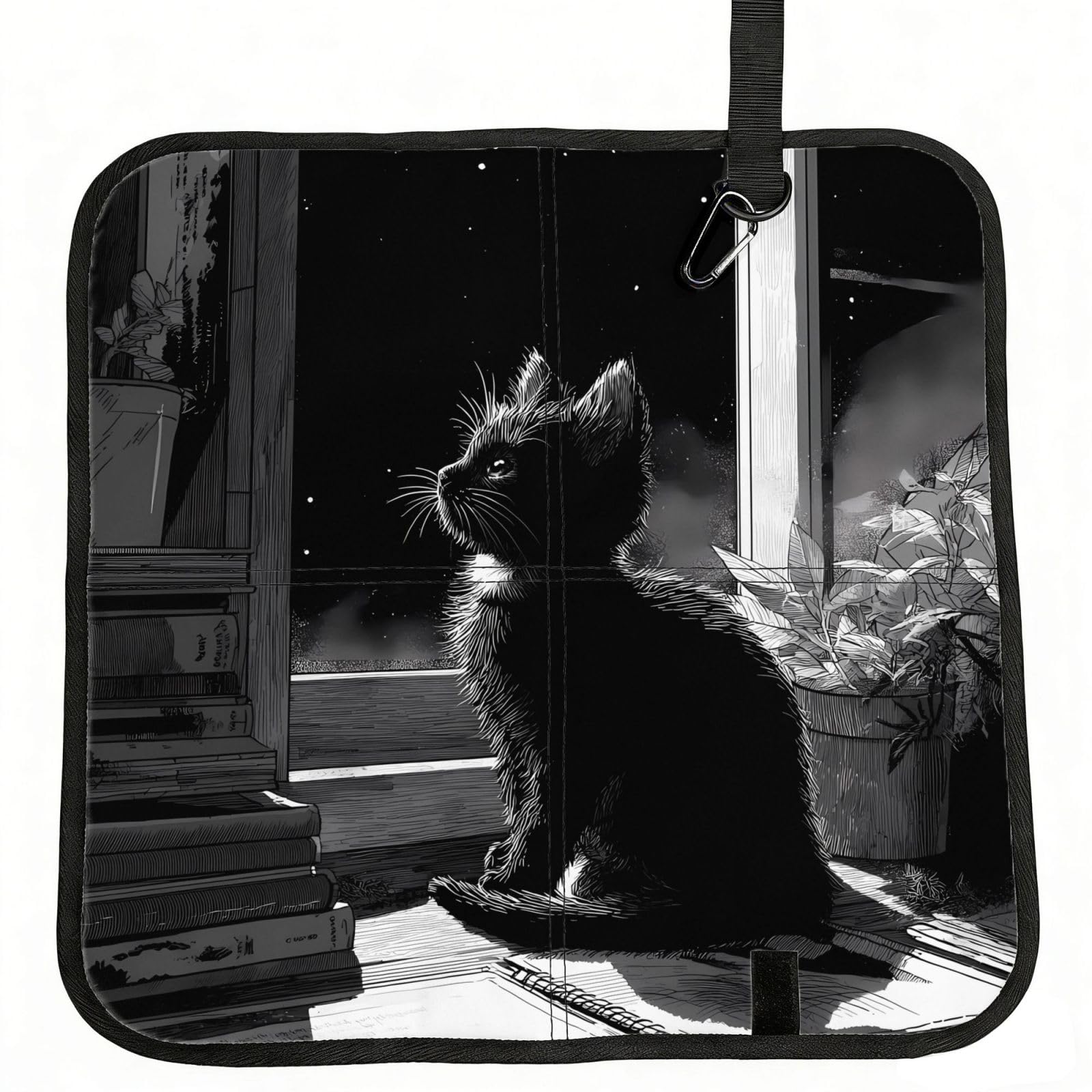 WBQLSL Colorless kitten Foldable Seat Cushion - Portable Stadium Pad with Carabiner for Camping Hiking Picnic Beach