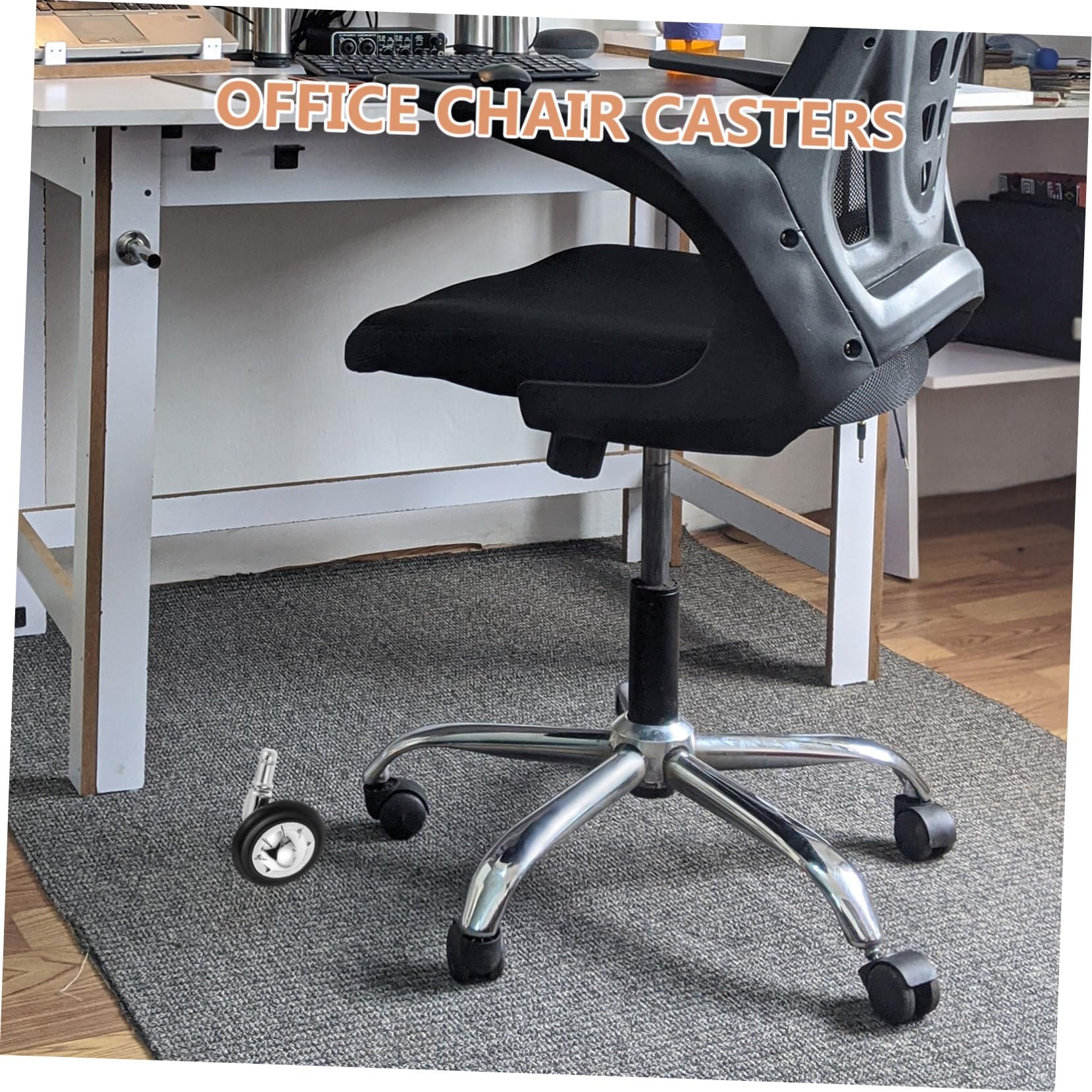Rotelle per Sedie da Ufficio Tecnologia Silenziosa in Pvc in Cromo Elettroplaccato 5 Pezzi Compatibilità per Scrivania e Uso Professionale