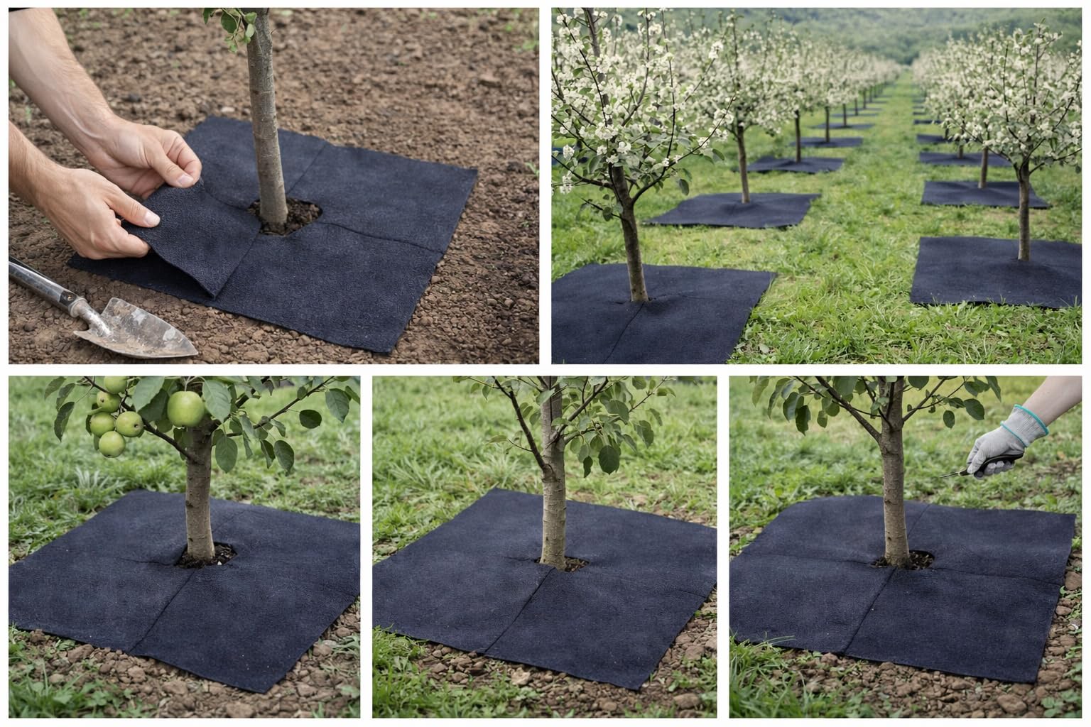 Arco Filcowa mata do mulczowania, antracytowa, 300 g/m², 37 cm, zestaw 24 sztuk – włóknina przeciw chwastom do ogrodu, przepuszczająca wodę, mata chroniąca drzewa, geowłóknina z recyklingu PET