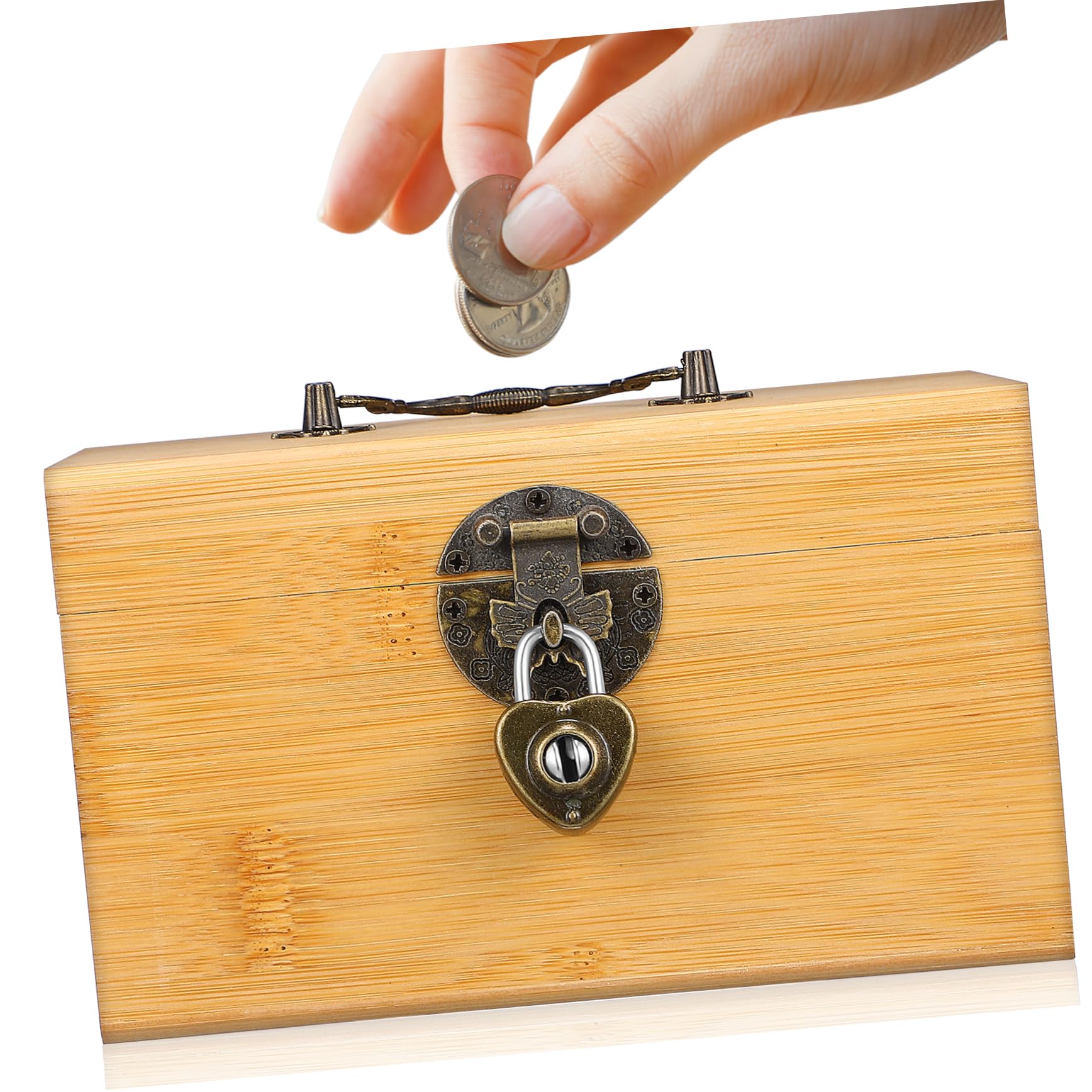 Beavorty Cofre del De Madera Candado Bloqueable Dinero De Los Piggy Bank Código Adulto Retro Ahorro Caja del Almacenamiento con Cerradura Pequeño Cofre del Bambú