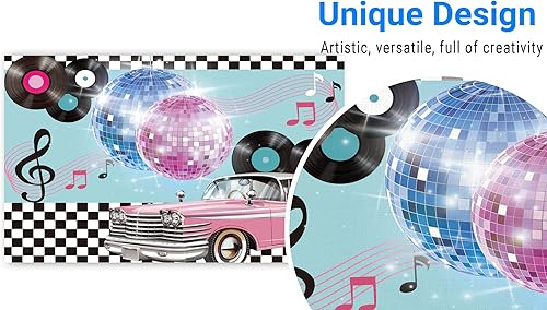 Miniatura 3 de Funnytree Telón de fondo retro de los años 50 para fiesta de cenador Rock N Roll para coche, calcetín de lúpulo, baile, cosplay, baile de