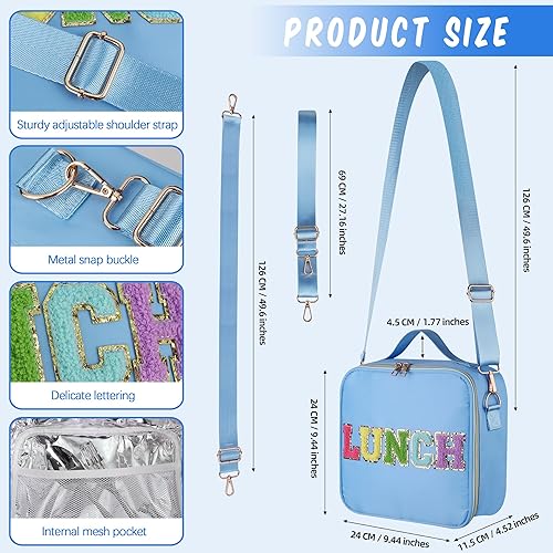 Miniatura 3 de Lonchera para mujer, lonchera aislada para niñas, lonchera personalizada con correa ajustable para el hombro, bolsa de almuerzo reutilizable con