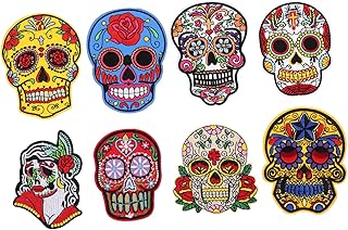 SEWACC 8 Pçs Remendos De Caveira Apliques Remendos De Caveira De Halloween Costurar Em Remendos Materiais De Bordado Apliques De Renda Remendos De Decoração De Halloween Para Roupas