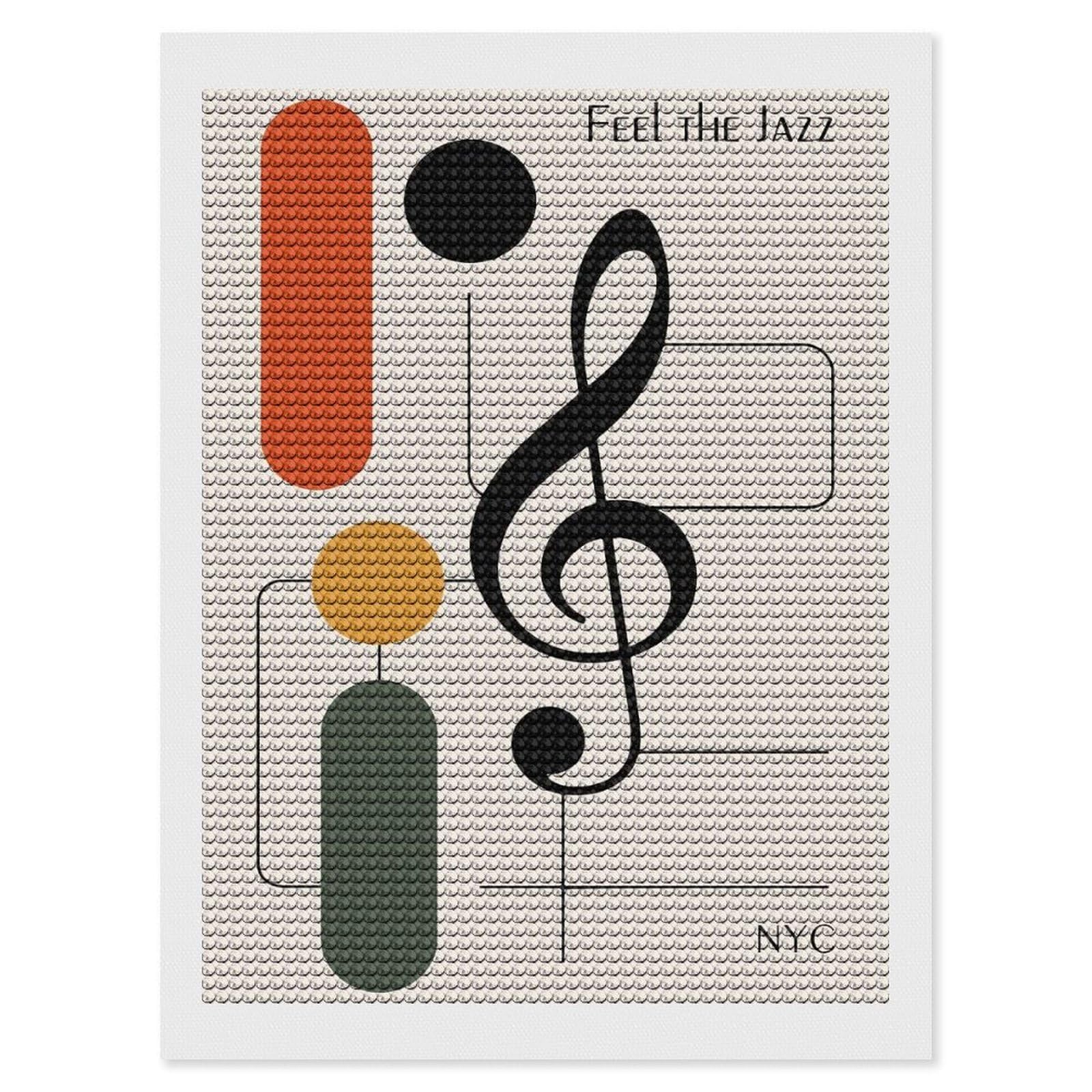 Junmoney Feel The Jazz - Abstract Music Art Diamond Painting Canvas Set 12"x16", for Women, Pleasing Wall Art Project, Aesthetic Room Decor, Gift Idea
