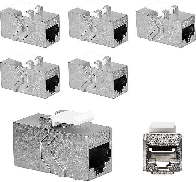 kwmobile CAT6A Network Cable Coupler (Pack of 6) - CAT6A Shielded Keystone Module Jacks Extension Coupler for RJ45 and Cat 6A Ethernet Cables