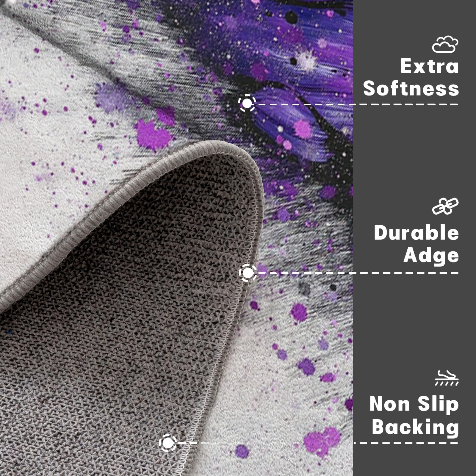 80 x 120 cm, paillasson d'entrée intérieur et extérieur, Tapis Art à l'encre éclaboussée Papillon Violet, Tapis de Sol résistant à la décoloration, Profil Bas, Facile à Nettoyer Violet