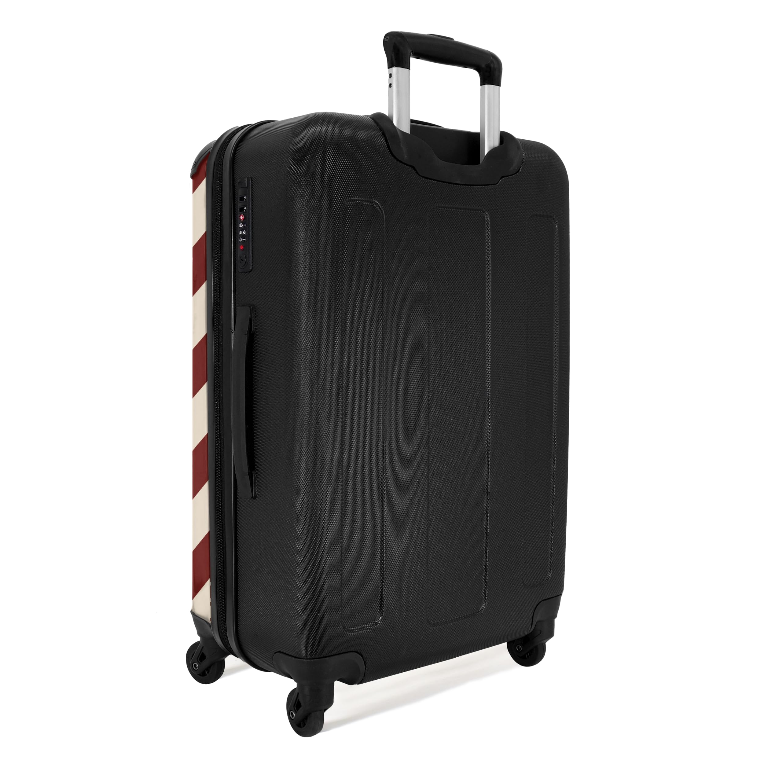 NoBoringSuitcases.com® Koffer Mittelgroß 67x43x25 cm Hartschalenkoffer Trolley Rollkoffer 4 Rollen Leicht Hartschale Größe M Muster - Zickzack - Rot - Beige