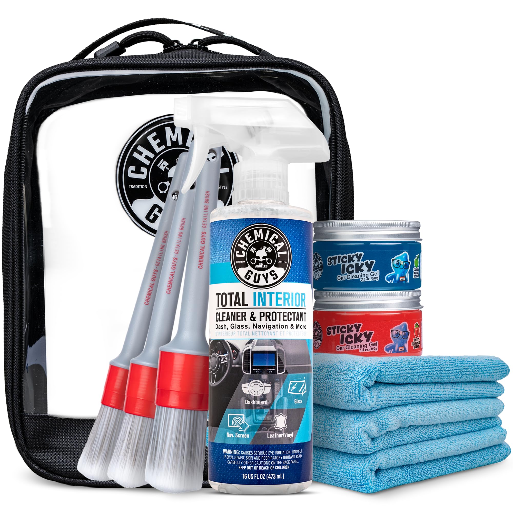 Chemical Guys, 10-Piece Interior Cleaning Kit, Cleaner, Brushes, Gel &amp; Bag
