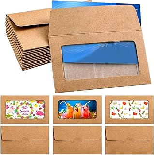 120 Packs Window Gift Card Envelopes Gift Sleeves Credit Size Business Invitation Card Envelopes for Christmas Thanksgiving Gifts, 3.9 x 2.4 Inch(Classic,Kraft Color)