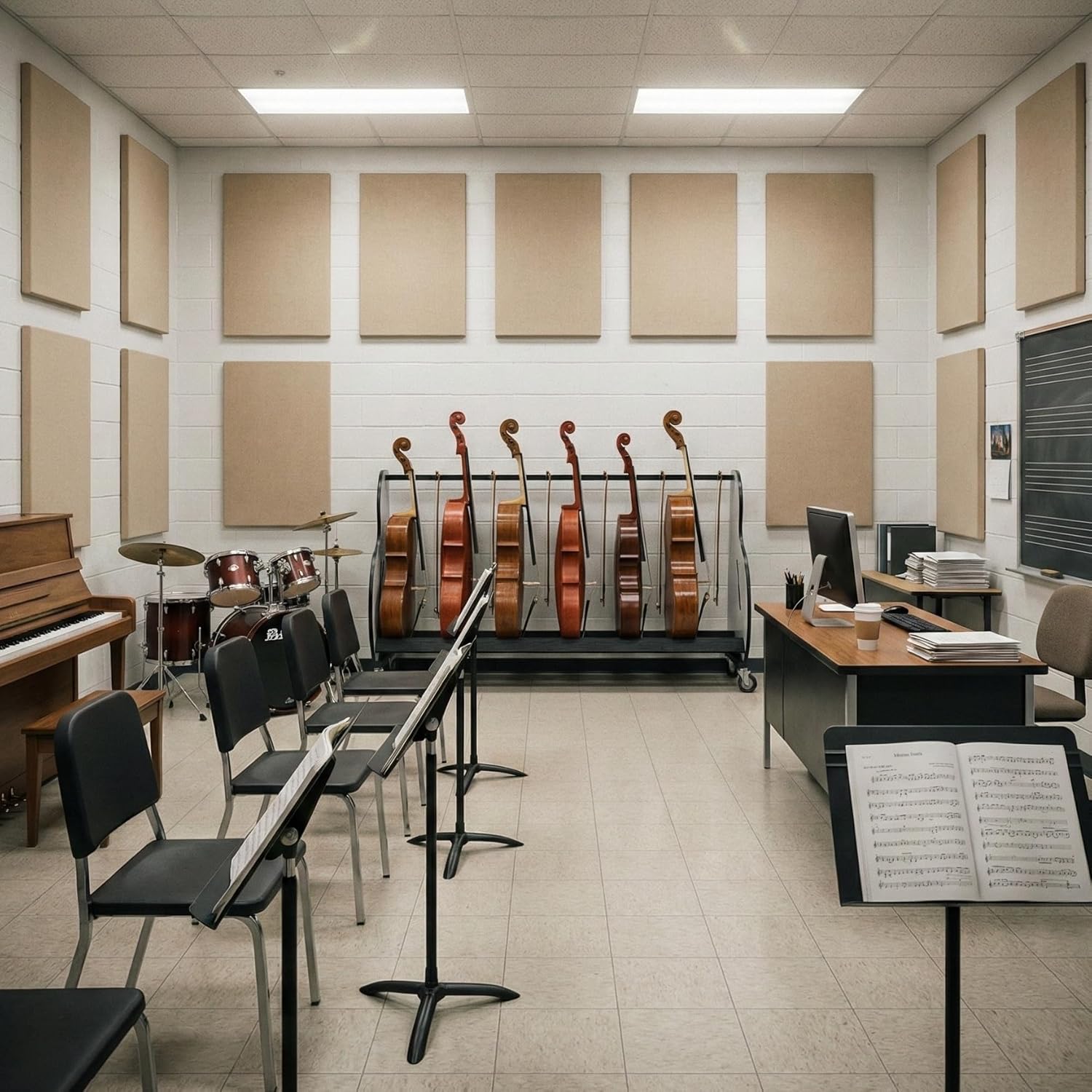 A&S Crafted Products Mobile Cello Storage Cart for Schools (Holds 6) - The Band Room | Rack for ½ to Full-Size Instruments | Made in U.S.A.
