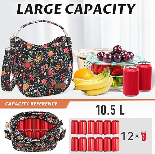 Miniatura 2 de Joymee Bolsa de almuerzo para mujer, lonchera grande aislada para adultos, reutilizable, a prueba de fugas, con correa ajustable para el hombro,