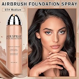 QIUFSSE Airbrush Foundation Makeup Spray Full Coverage Foundation for Mature Skin,Long-lasting Airbrush Flawless Setting Spray,Waterproof Foundation for Smooth Radiant Skin (07 Medium)