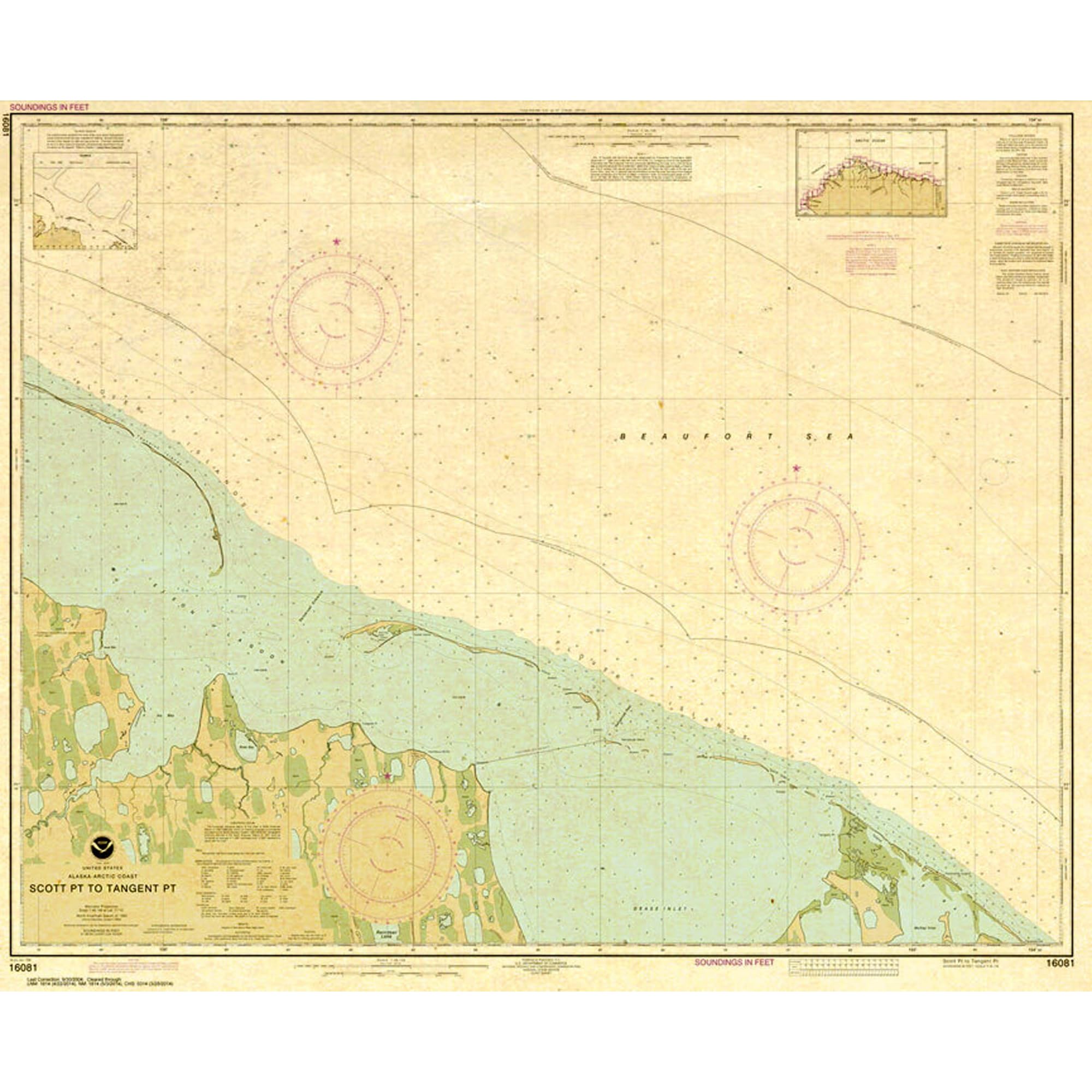 Paradise Cay Publicatoins, Inc. Historical NOAA Chart 16081: Scott Pt. to Tangent Pt. - Print on Demand - Historic Version or Updated NCC