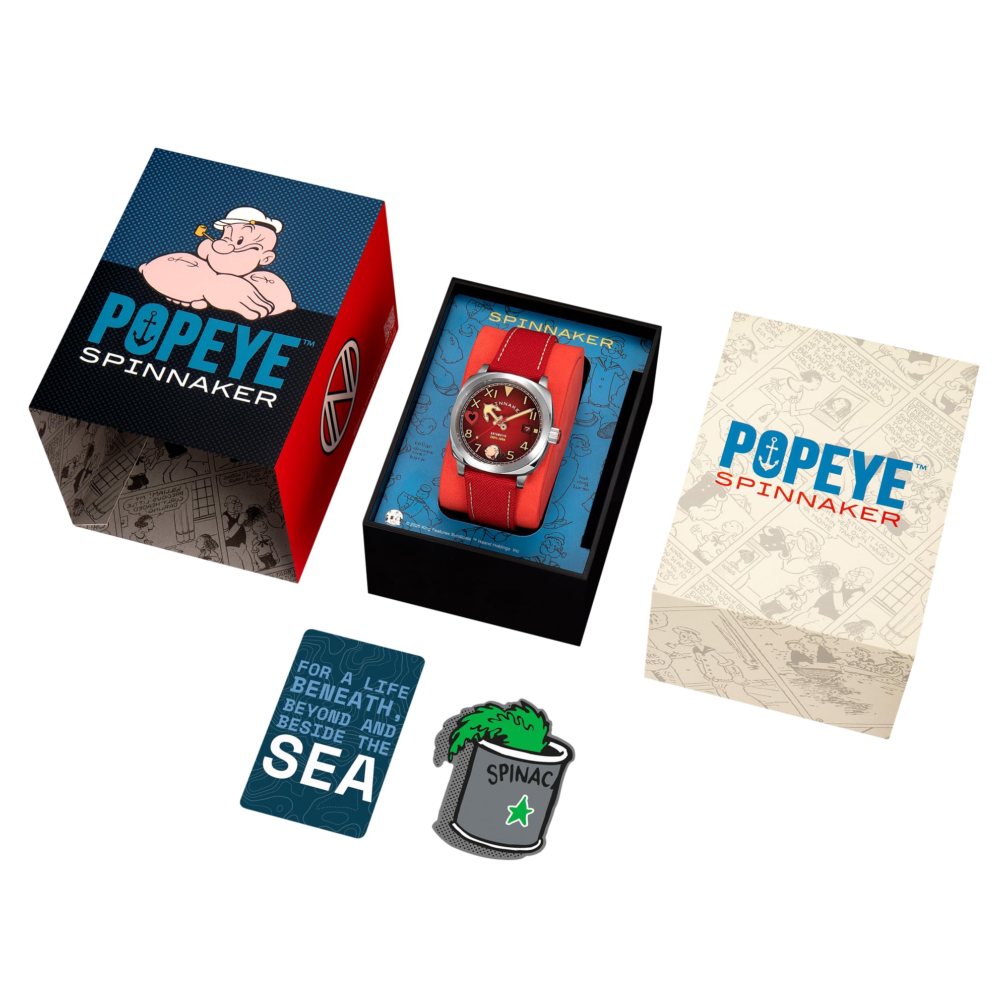 Spinnaker Herren-Armbanduhr 42 mm Hull California Automatik Popeye Sailors and Sweethearts Limited Edition mit Nylonband SP-5169