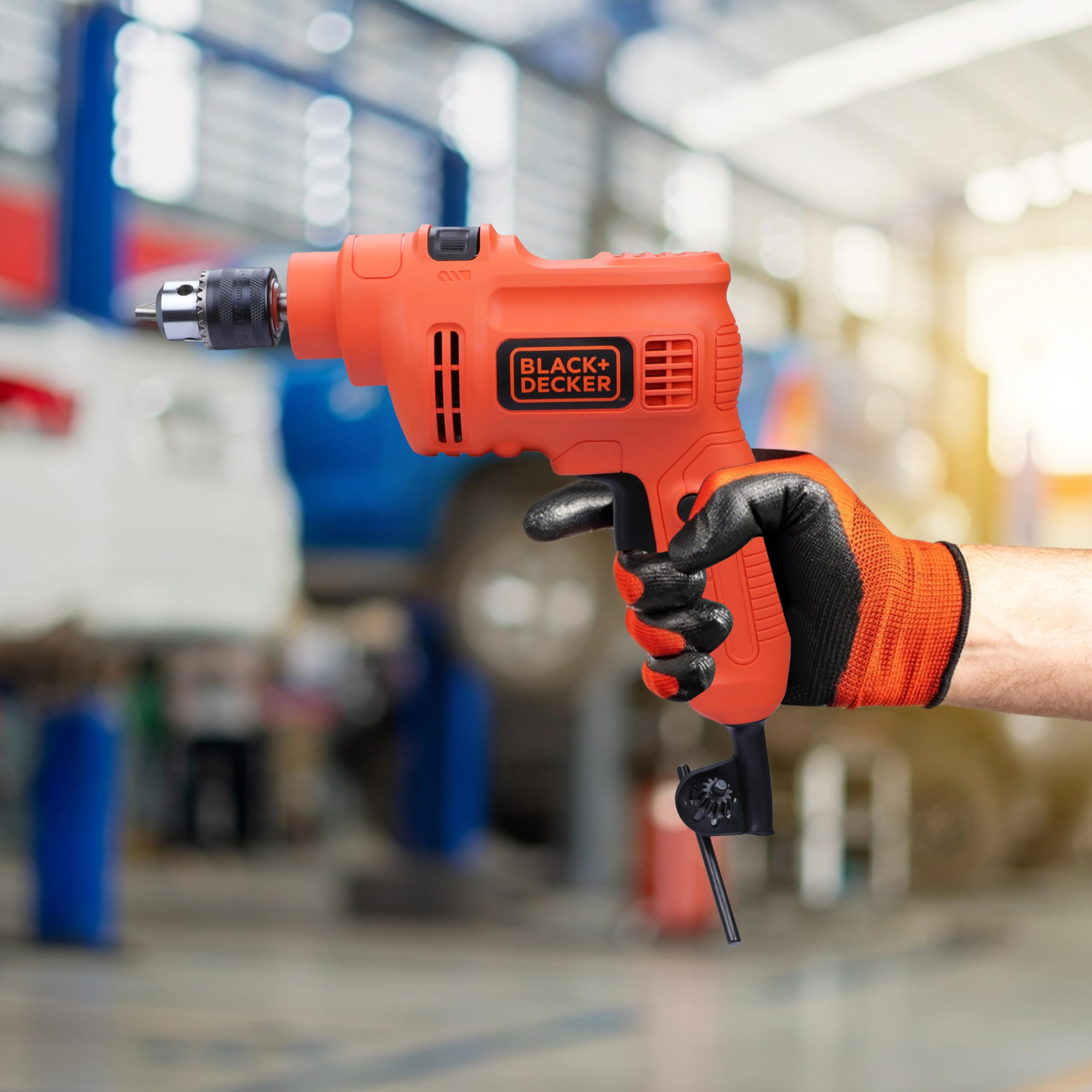 BLACK+DECKER KR5010 550 W 10 mm 2800 giri/min con cavo singola velocità martello trapano macchina per uso domestico e fai da te per foratura in muratura, acciaio e legno, 1 anno di garanzia, arancione