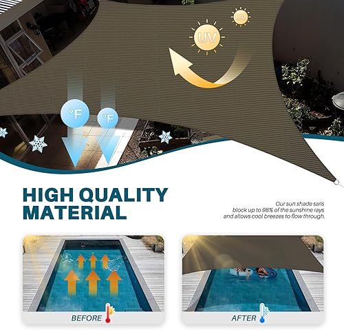 Miniatura 2 de COARBOR Toldo rectangular de 10 x 13 pies para exteriores, resistente, para patio trasero, terraza, jardín al aire libre, color marrón