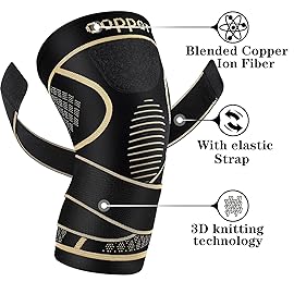 Copper Knee Braces with Strap for Knee Pain Women and Men(2 Pack), Knee Compression Sleeve for Arthritis, ACL, Meniscus Tear, Joint Pain Relief, Knee Support for Working, Running, Weightlifting(2XL)