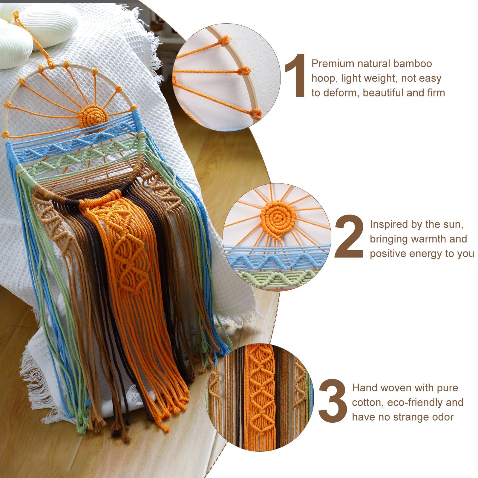 Amazon.com: Artilady 2 Pack Macrame Sun Wall Decor Hanging