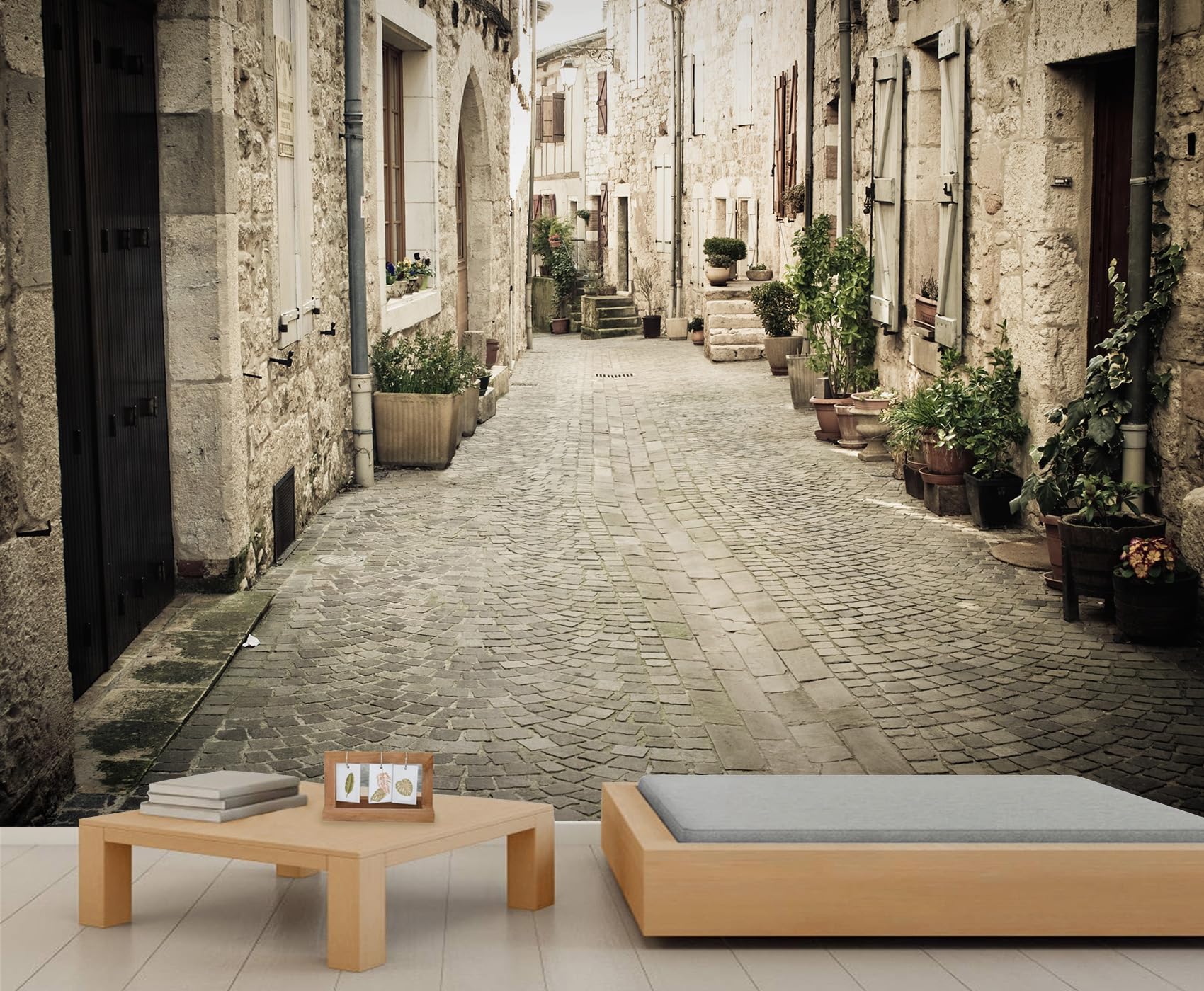 Retro Street Scene Mural Wallpaper Garden Block Town Wall Murals Nordic City Landscape Mural Hd Printing City Murals for Bedroom Tv Background Wall 100 x 70 cm